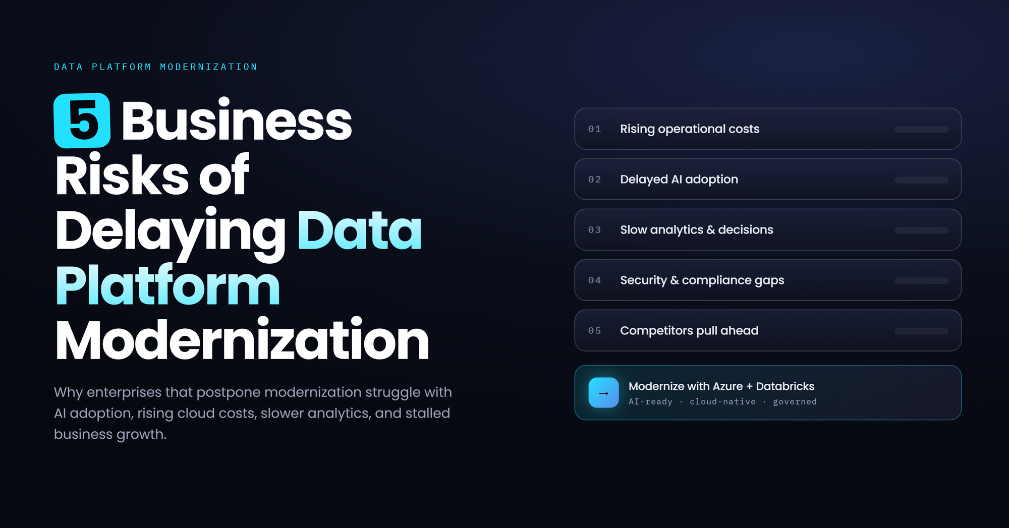 Data Platform Modernization Delays: 5 Risks for Modern Enterprises